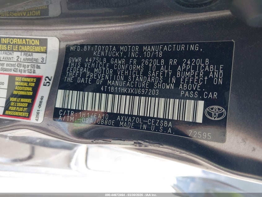 Car Image 2019 TOYOTA CAMRY
