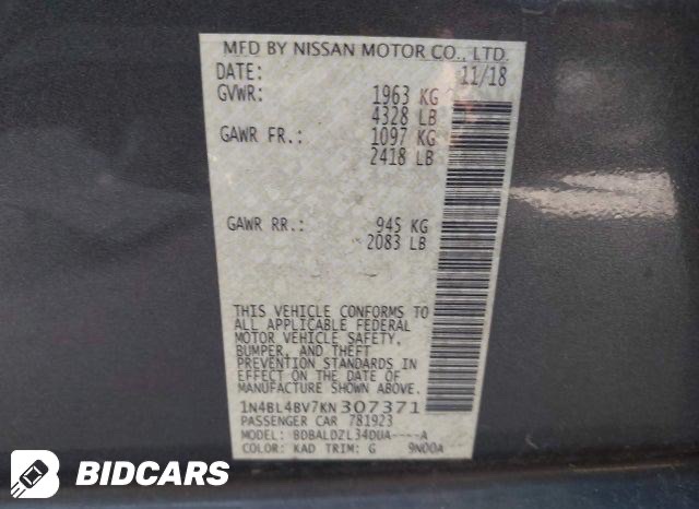 Car Image 2019 NISSAN ALTIMA