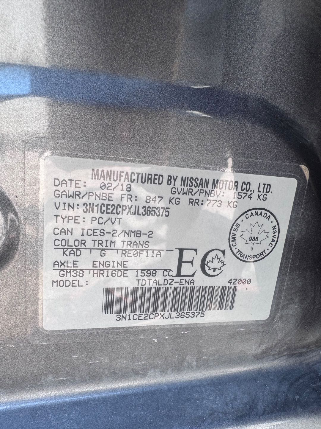 Car Image 2018 NISSAN VERSA