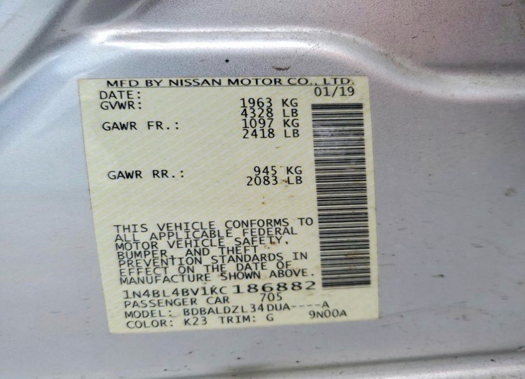 Car Image 2019 NISSAN ALTIMA