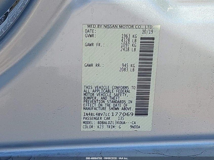 Car Image 2020 NISSAN ALTIMA