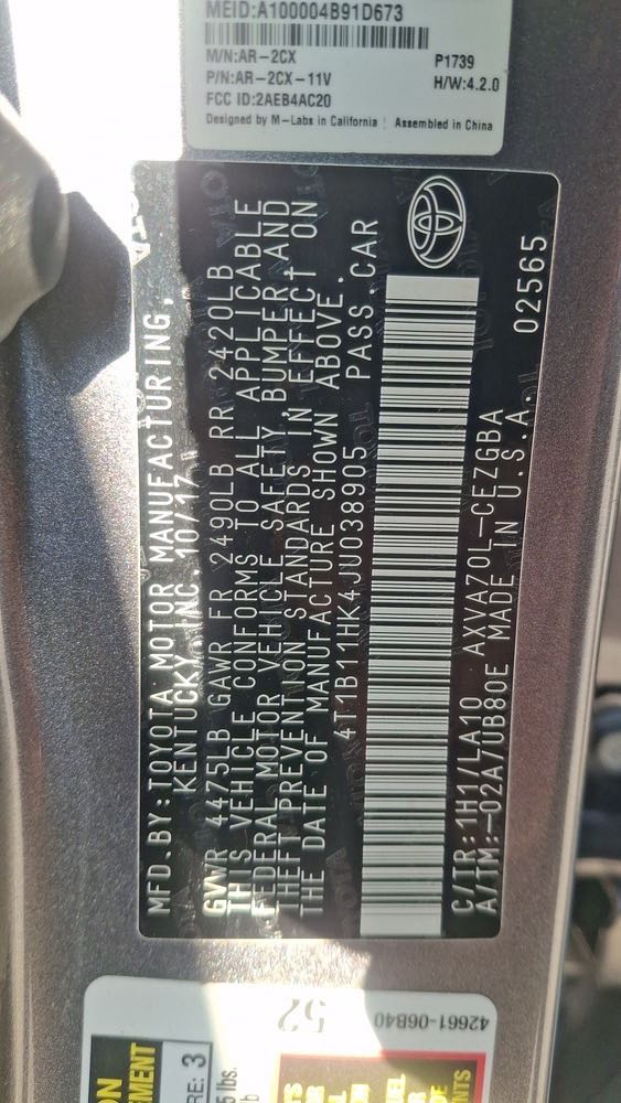 Car Image 2018 TOYOTA CAMRY