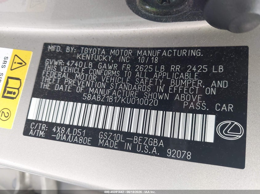 Car Image 2019 LEXUS ES