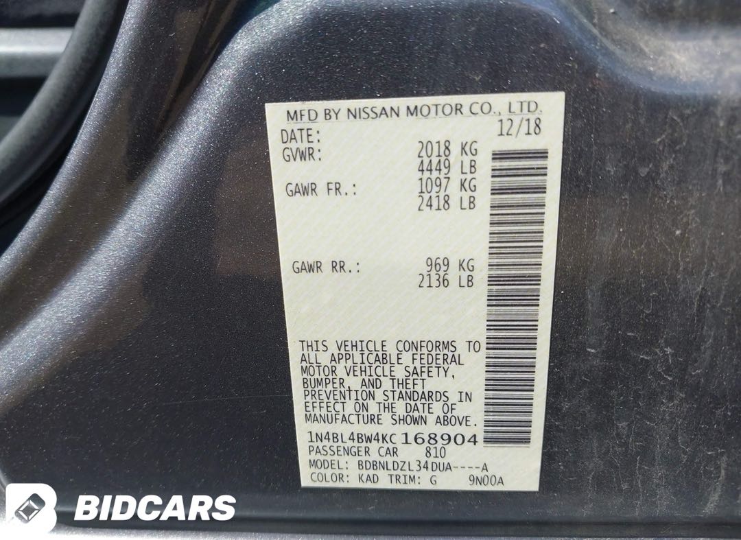 Car Image 2019 NISSAN ALTIMA