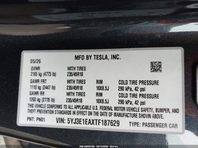 Car Image 2026 TESLA Model 3