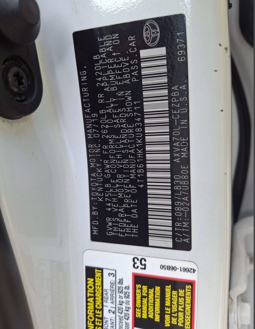 Car Image 2019 TOYOTA CAMRY