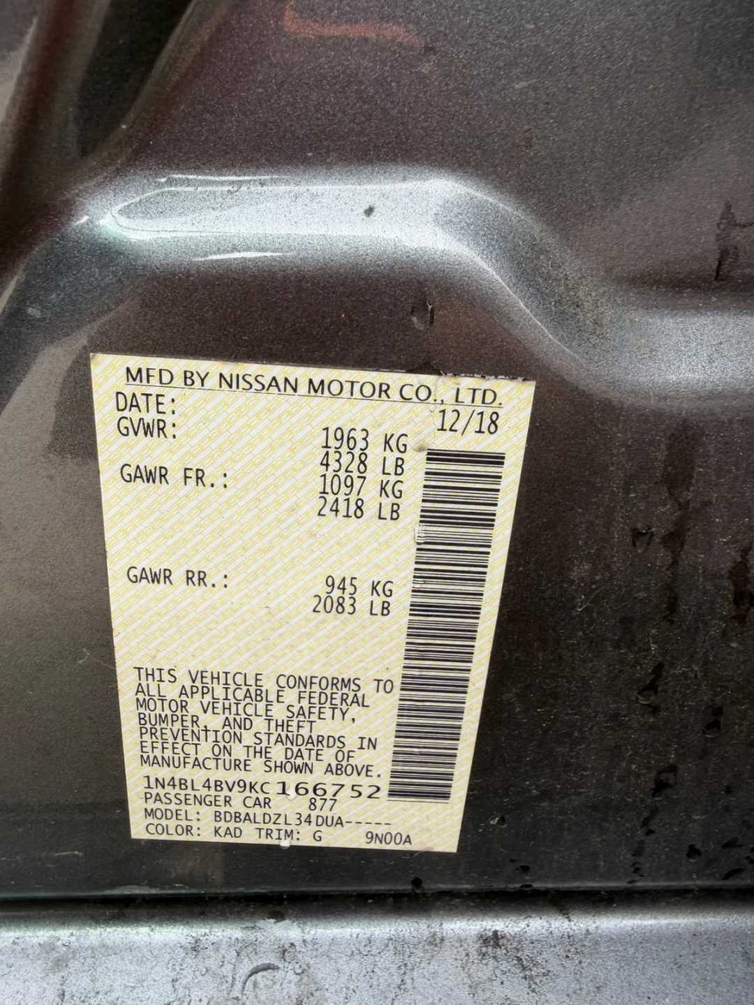 Car Image 2019 NISSAN ALTIMA