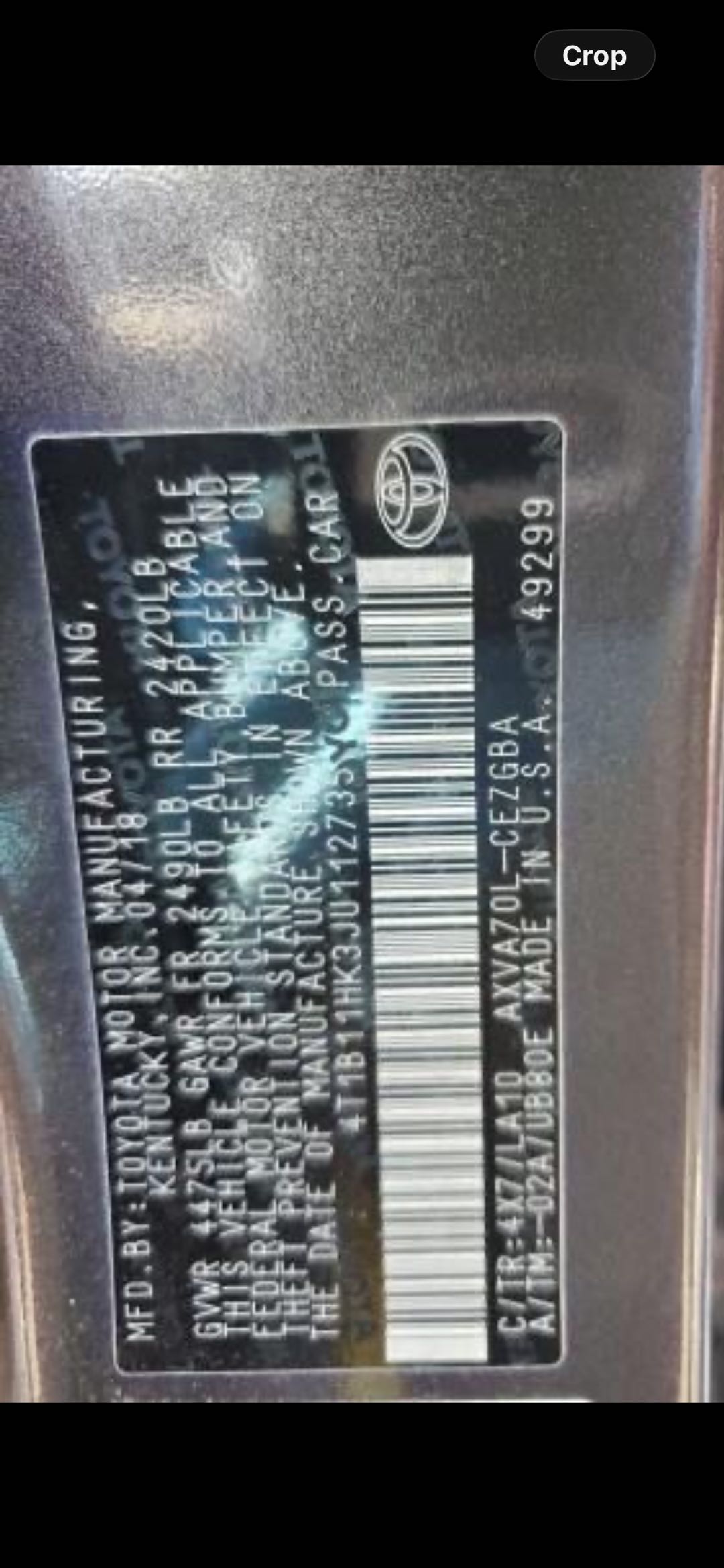 Car Image 2018 TOYOTA CAMRY XLE