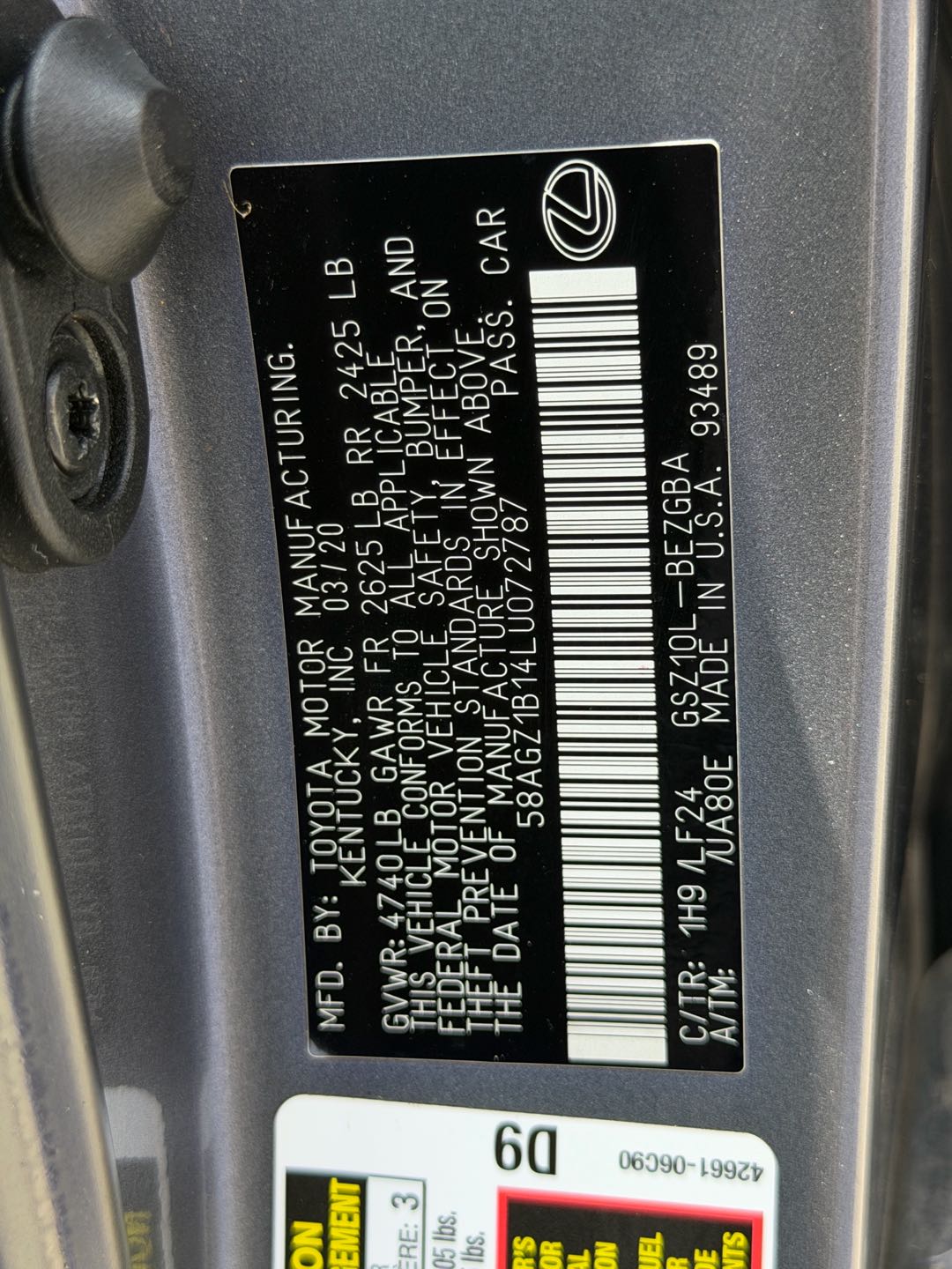 Car Image 2020 LEXUS ES F350