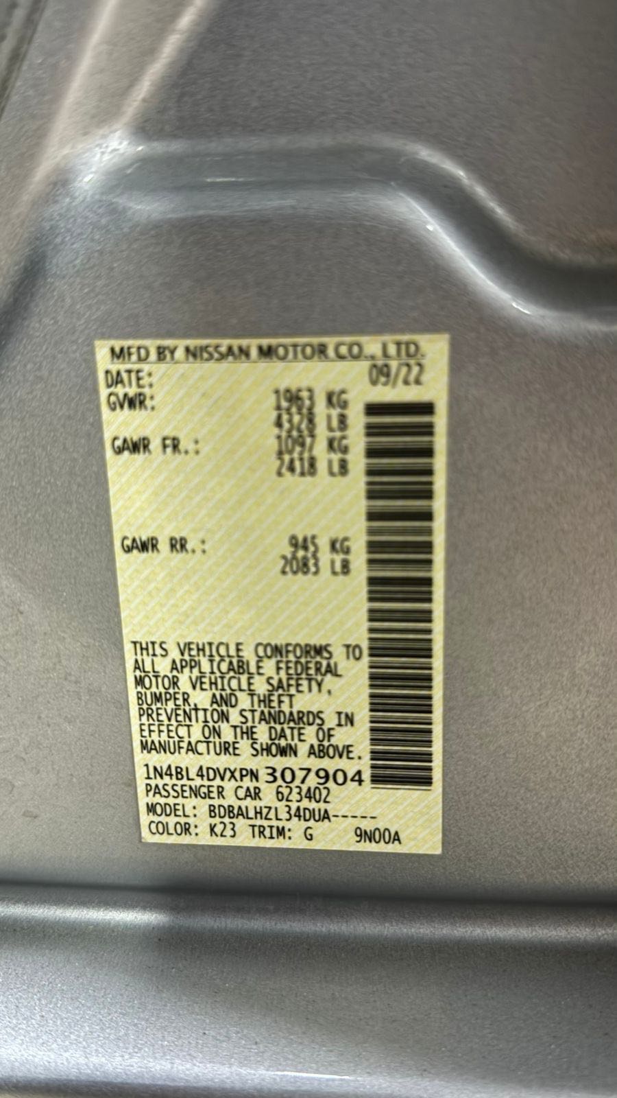 Car Image 2023 NISSAN ALTIMA SV