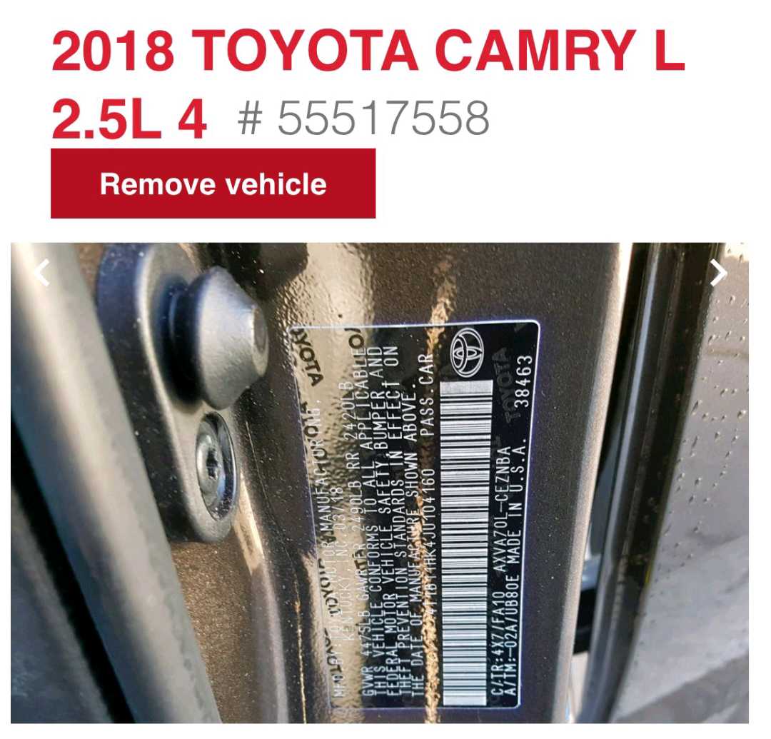 Car Image 2018 TOYOTA CAMRY LE