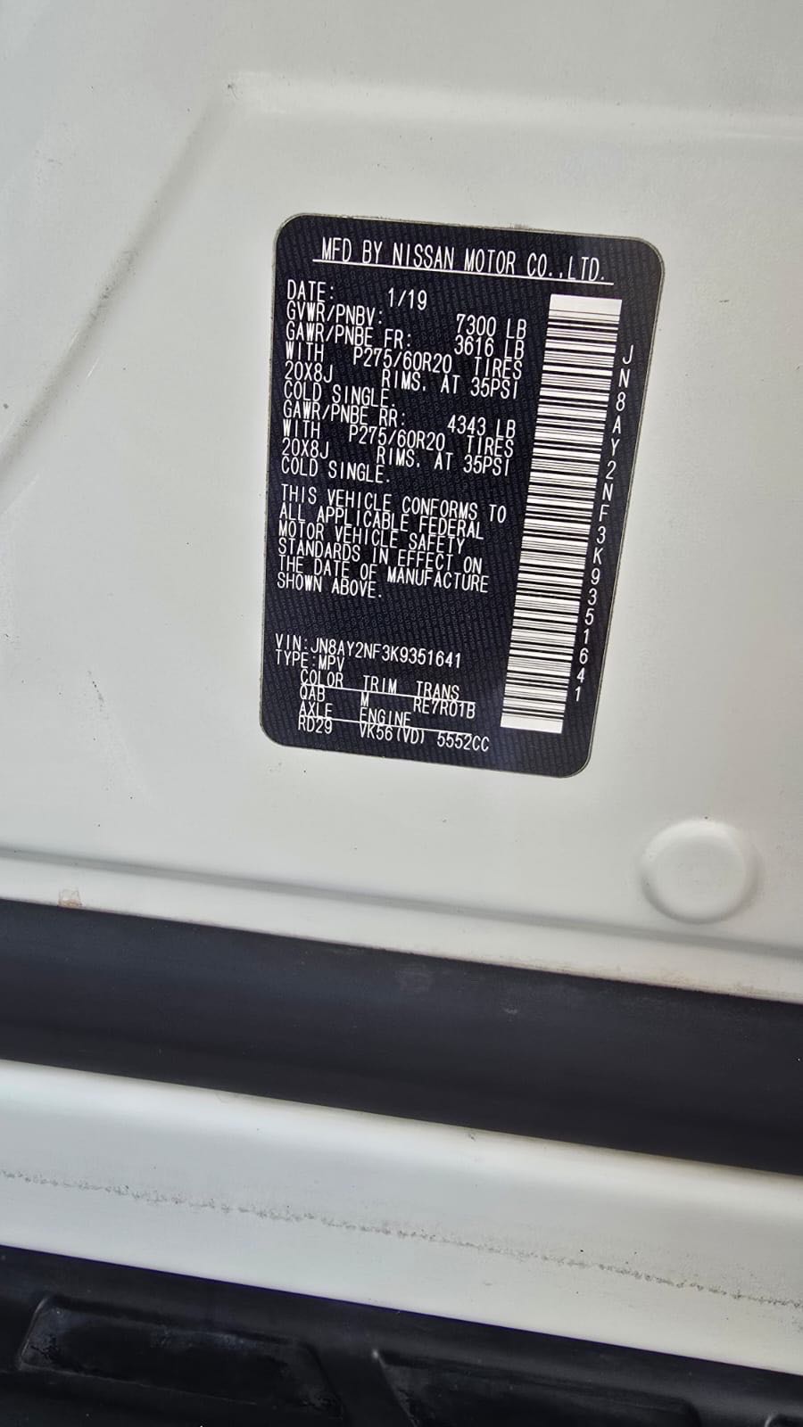 Car Image 2019 NISSAN ARMADA 