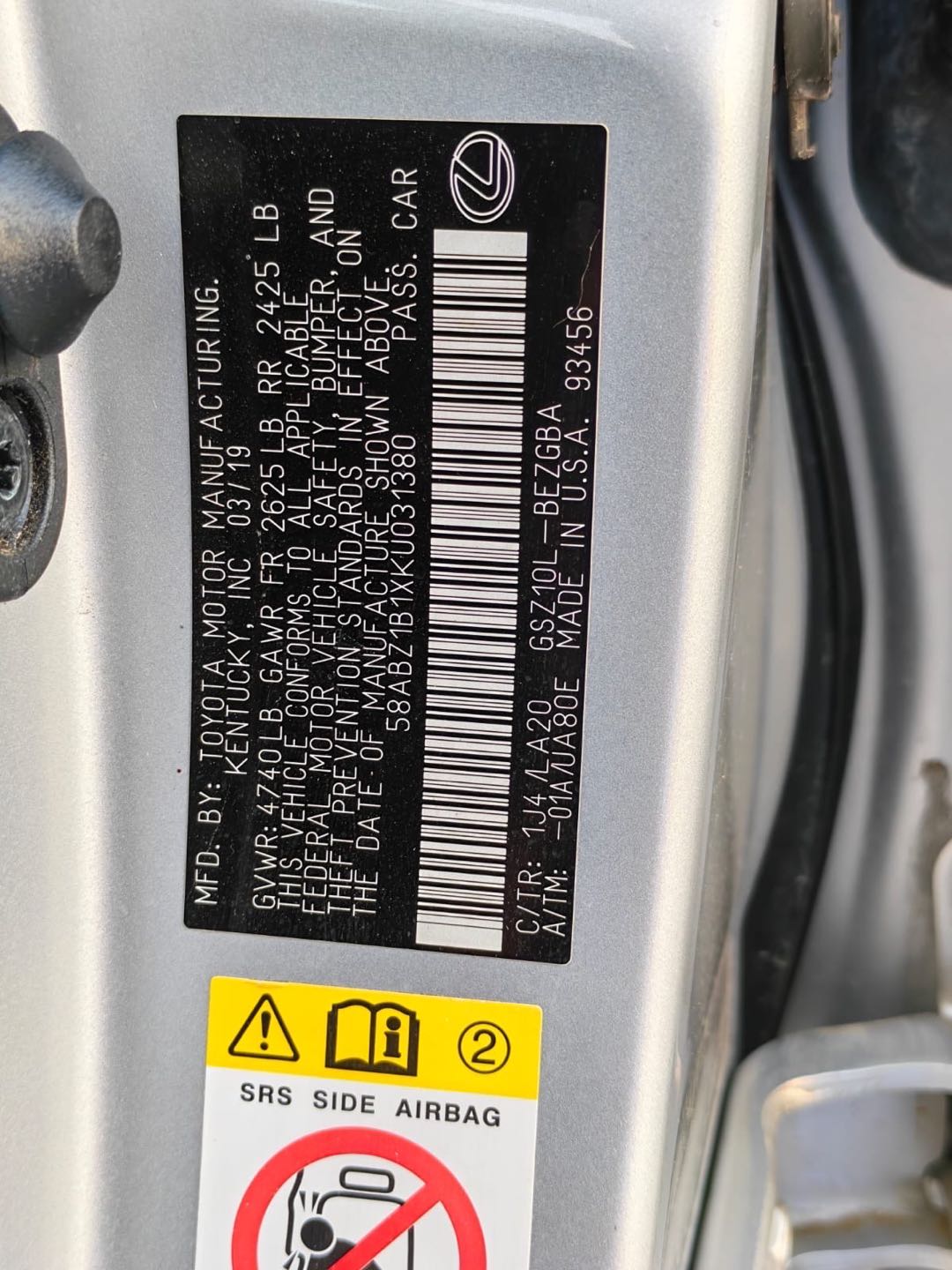 Car Image 2019 LEXUS ES 350