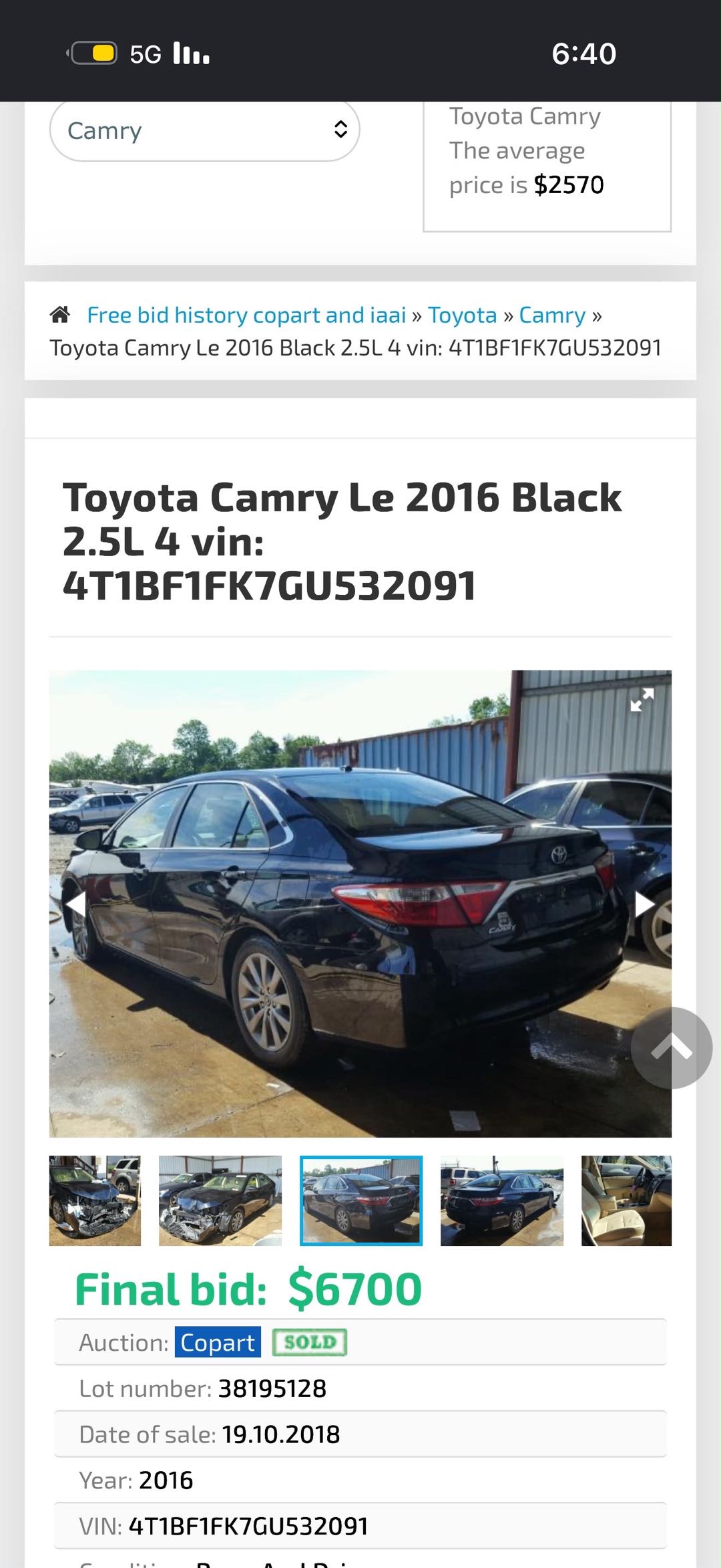 Car Image 2016 TOYOTA CAMRY XLE