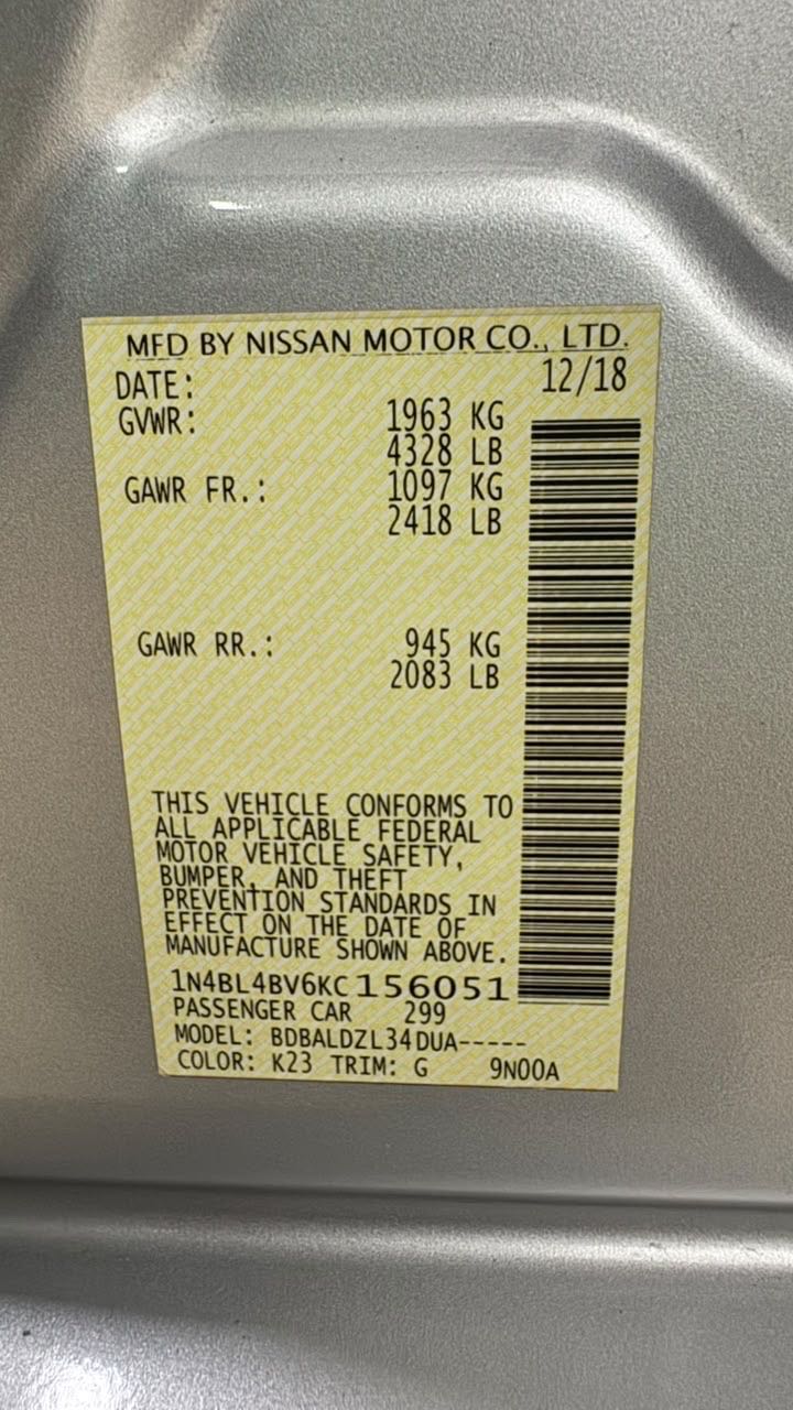 Car Image 2019 NISSAN ALTIMA S