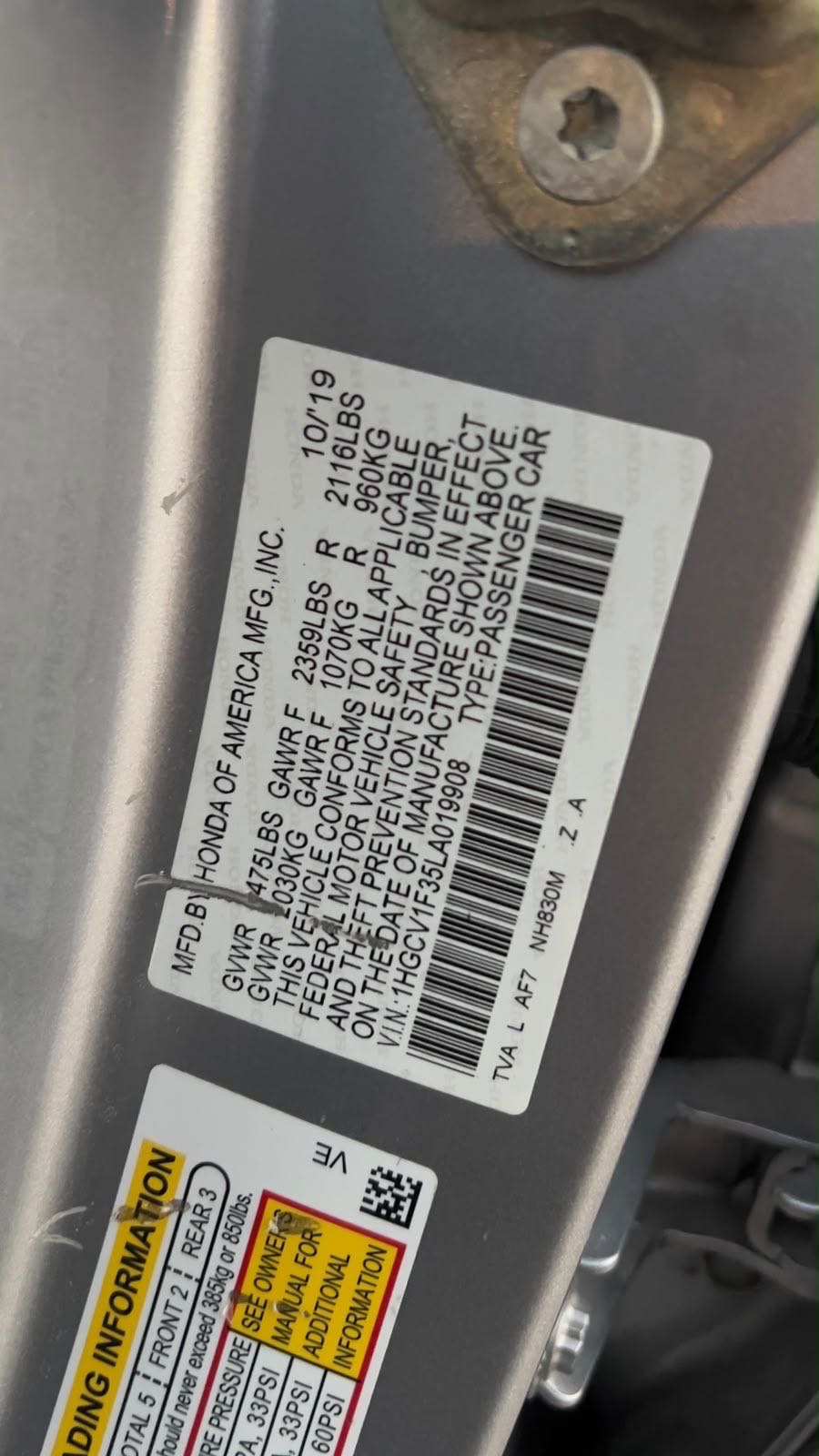 Car Image 2019 HONDA ACCORD SPORT