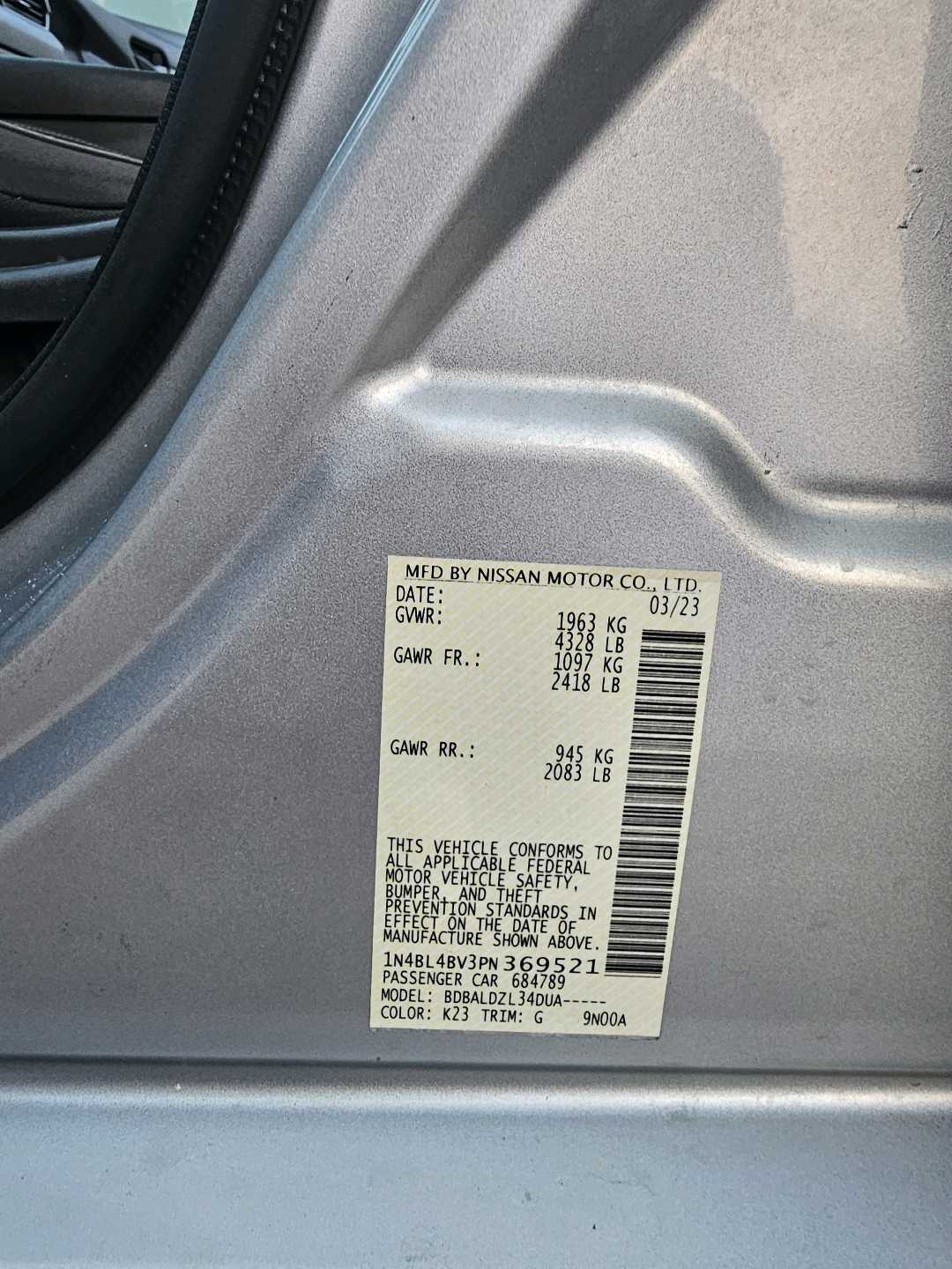 Car Image 2023 NISSAN ALTIMA S