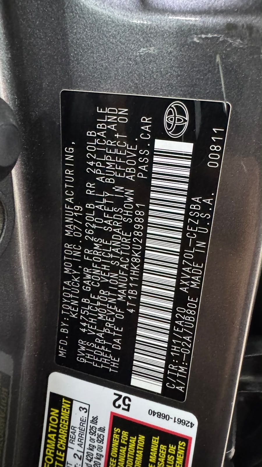 Car Image 2019 TOYOTA CAMRY SE