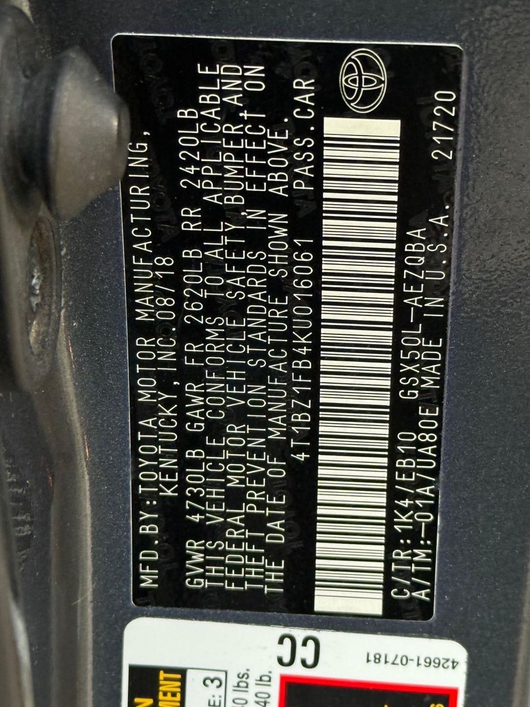 Car Image 2019 TOYOTA AVALON XSE