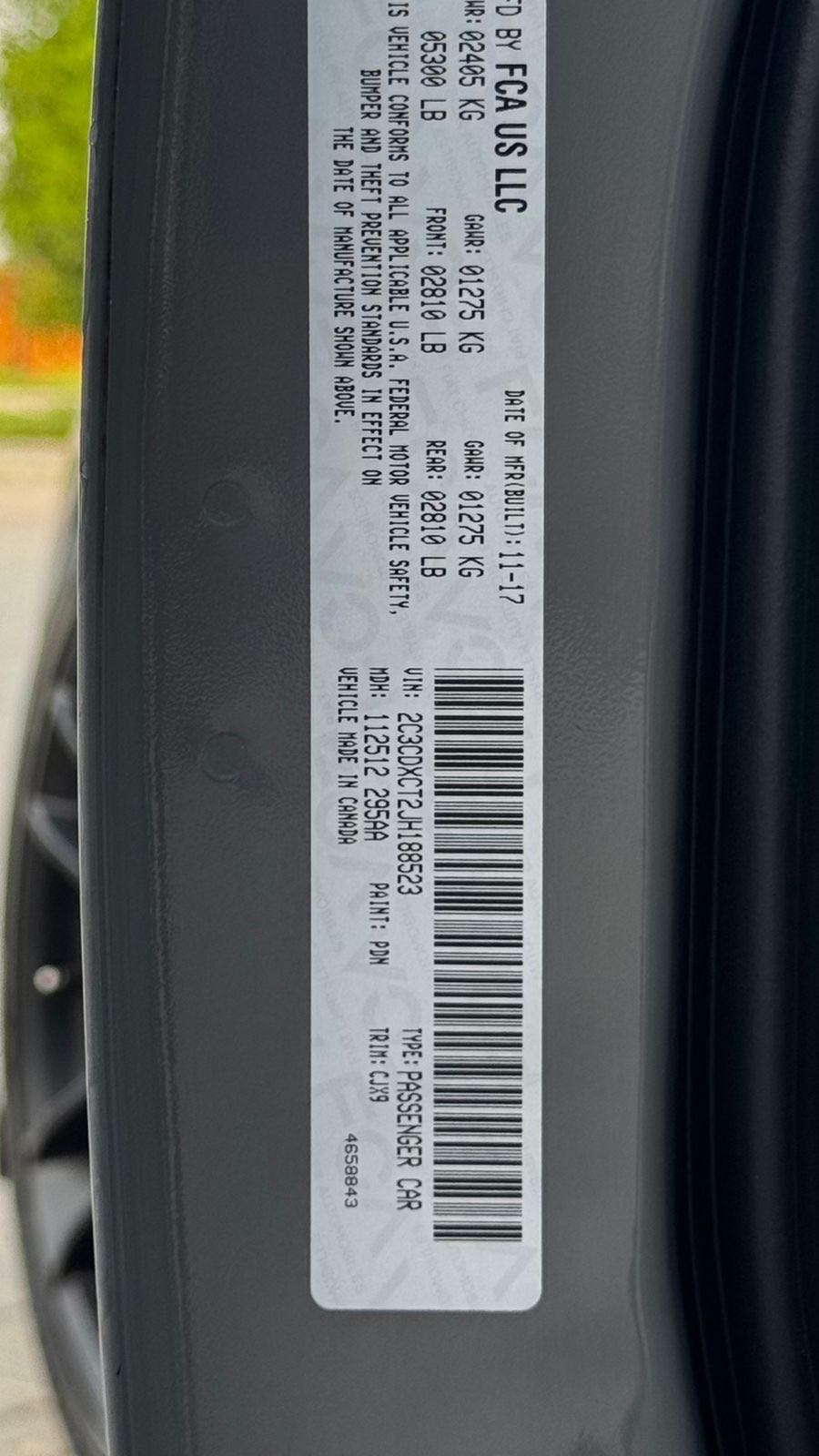 Car Image 2018 DODGE CHARGER R/T