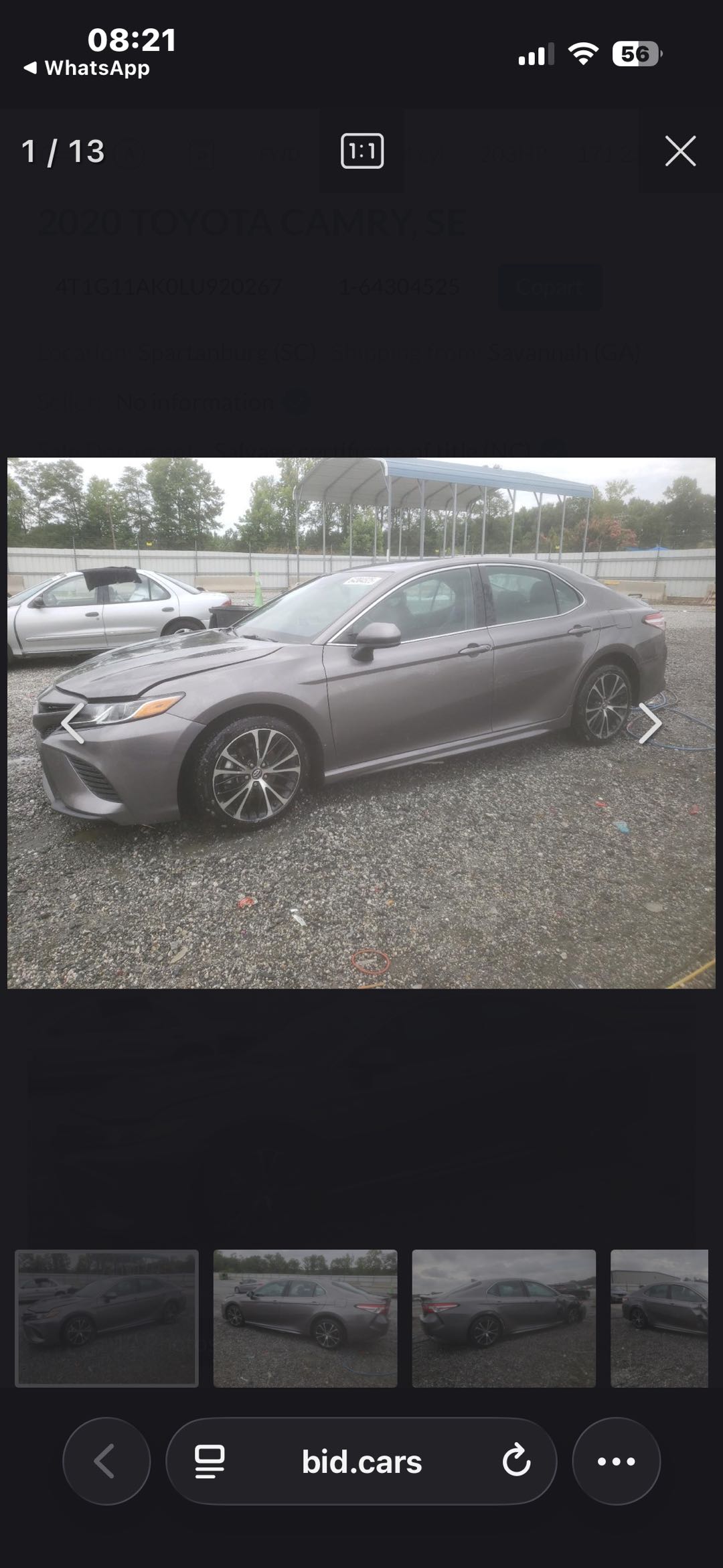 Car Image 2020 TOYOTA CAMRY SE