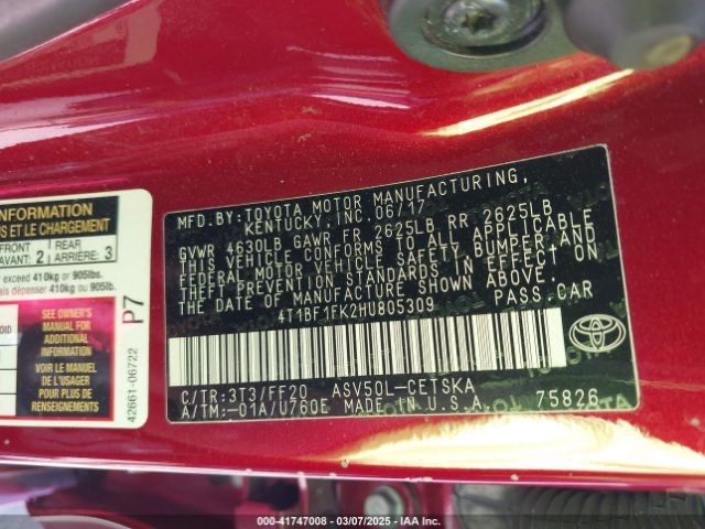 Car Image 2017 TOYOTA CAMRY