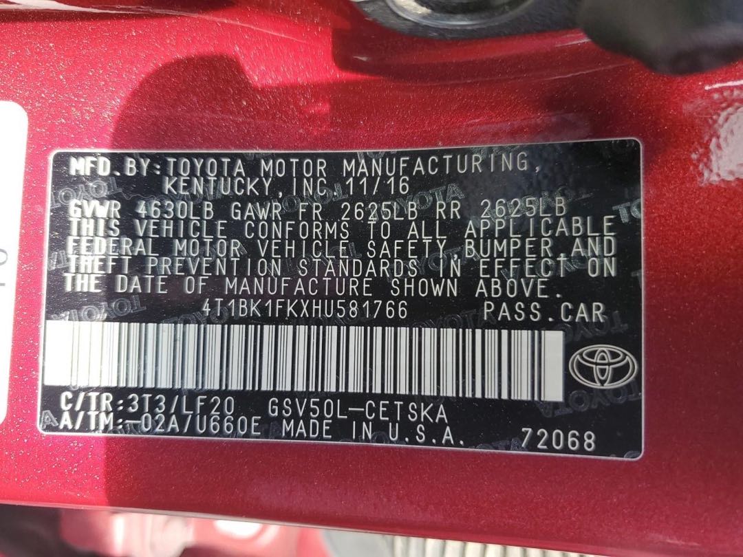 Car Image 2017 TOYOTA CAMRY