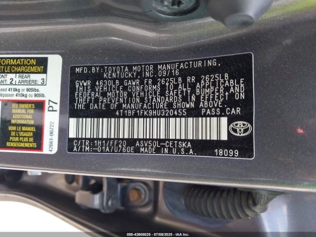 Car Image 2017 TOYOTA CAMRY
