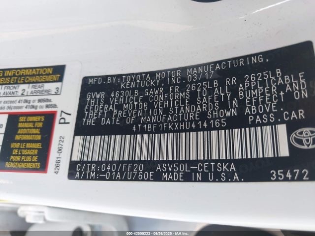Car Image 2017 TOYOTA CAMRY