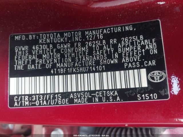 Car Image 2017 TOYOTA CAMRY