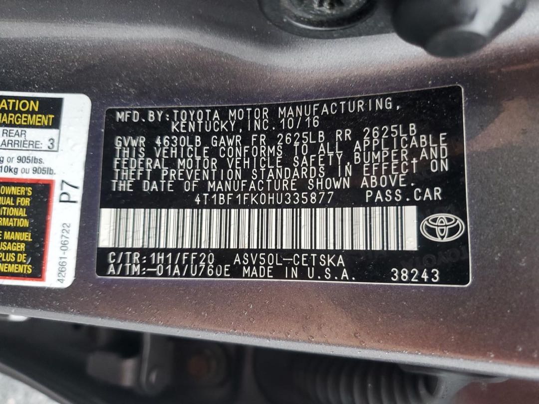 Car Image 2017 TOYOTA CAMRY