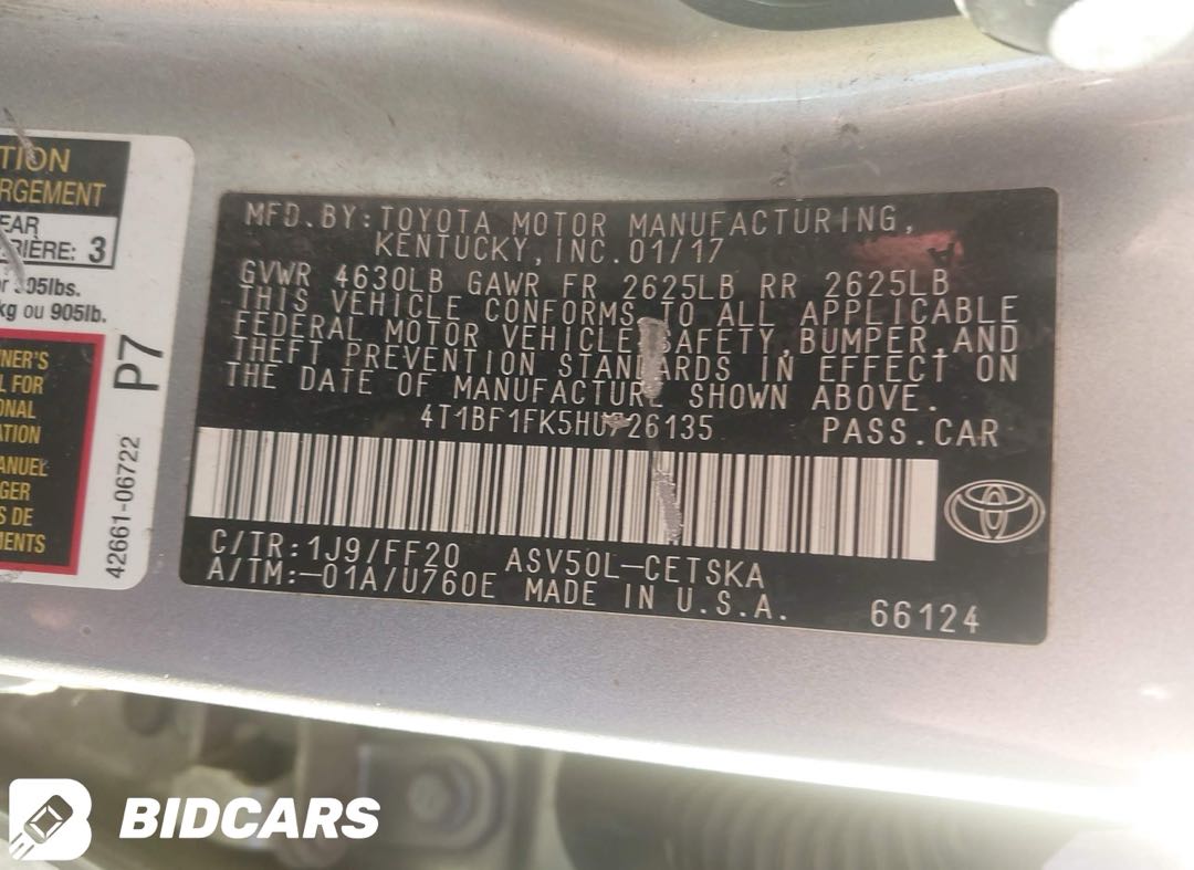 Car Image 2017 TOYOTA CAMRY