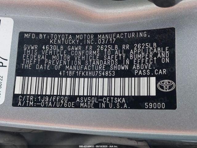 Car Image 2017 TOYOTA CAMRY