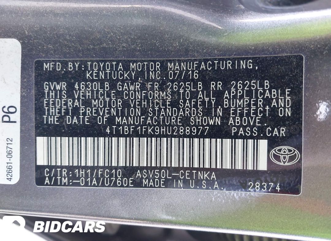 Car Image 2017 TOYOTA CAMRY