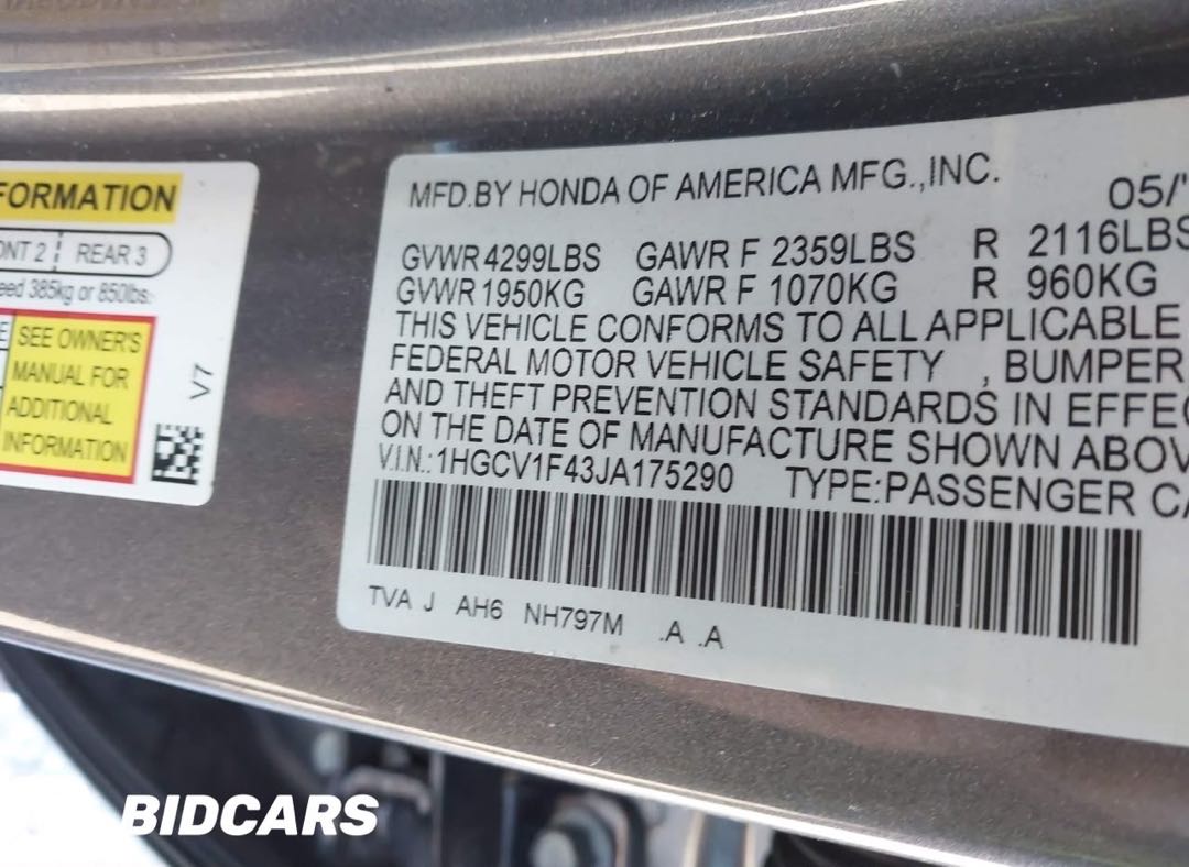Car Image 2018 HONDA ACCORD