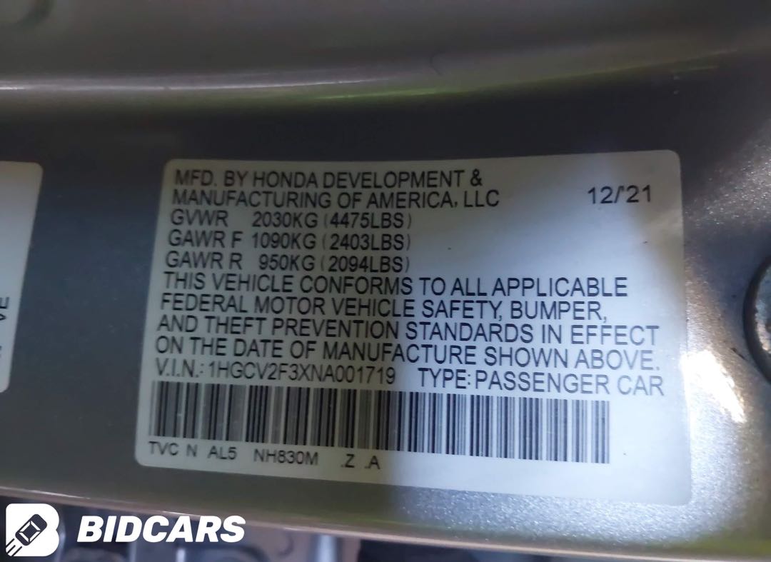 Car Image 2022 HONDA ACCORD