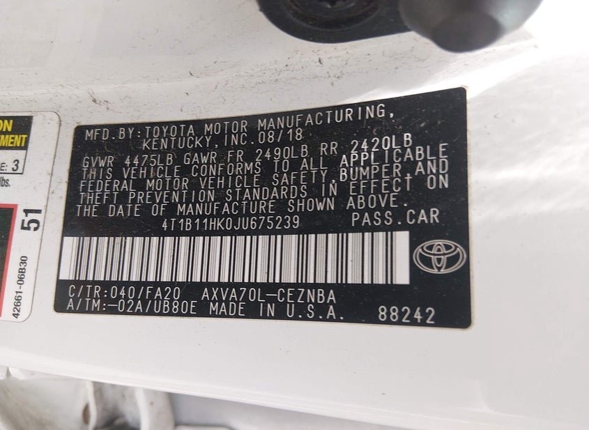 Car Image 2018 TOYOTA CAMRY