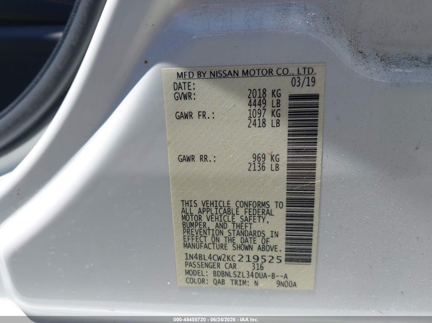 Car Image 2019 NISSAN ALTIMA
